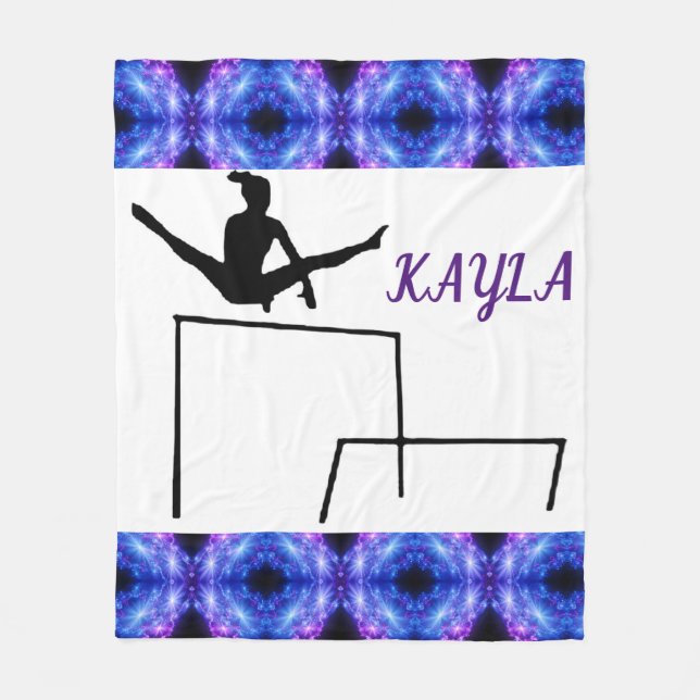 GYMNAST fleece blanket with gymnast on uneven bars (Front)