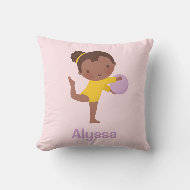 Gymnast Girl and Ball Gymnastics Room Decor Pillow (Front)