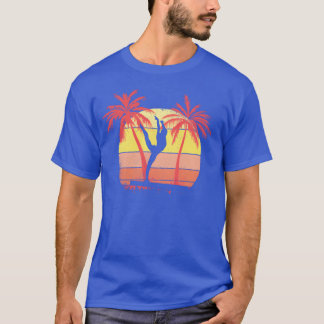 Gymnast Girl On Balance Beam Summer Sunset 80s fri T-Shirt