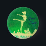 Gymnast Good Luck button<br><div class="desc">Good Luck button with gymnast on beam. Perfect to give to your team mates before their next meet!</div>