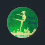 Gymnast Good Luck button<br><div class="desc">Good Luck button with gymnast on beam. Perfect to give to your team mates before their next meet!</div>