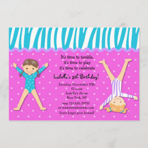 Gymnast Gymnastic Birthday Party Invitations