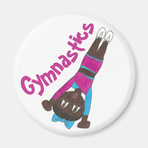 Gymnast Gymnastics Pink Blue Tumbling Gym Coach Magnet