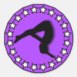 Gymnast in purple classic round sticker