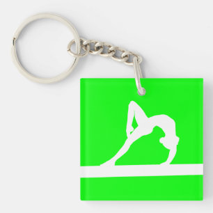 Gymnast Keychain w/Name Green