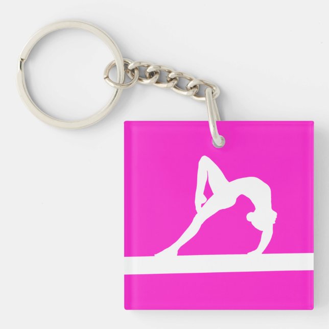 Gymnast Keychain w/Name Pink (Front)