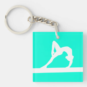 Gymnast Keychain w/Name Turquoise