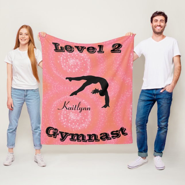 Gymnast Level Fleece Blanket w/ Her Level # & Name (In Situ)