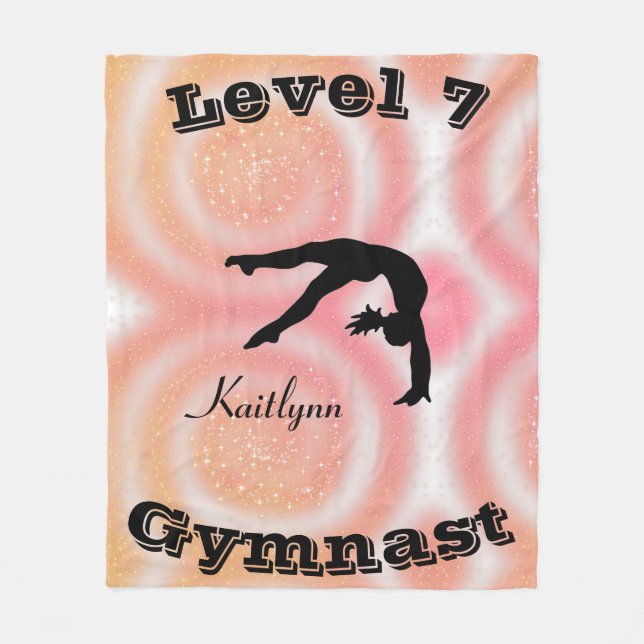 Gymnast Level Fleece Blanket w/ Her Level # & Name (Front)