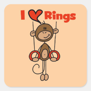 Gymnast Loves Rings Square Sticker