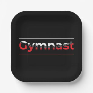 Gymnast - Minimalist Modern Gymnastics Word Paper Plate