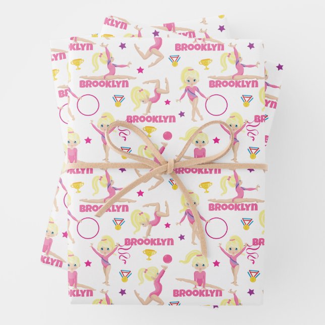Gymnast Multicultural Personalised Wrapping Paper Sheet (In situ)