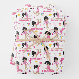 Gymnast Multicultural Personalised Wrapping Paper Sheet