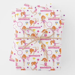 Gymnast Multicultural Personalised Wrapping Paper Sheet