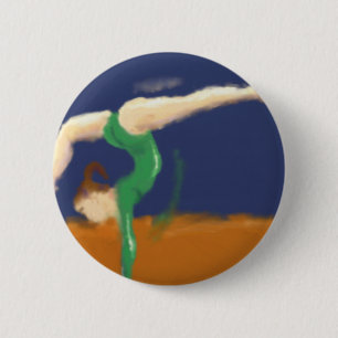 Gymnast on Balance Beam Art 6 Cm Round Badge