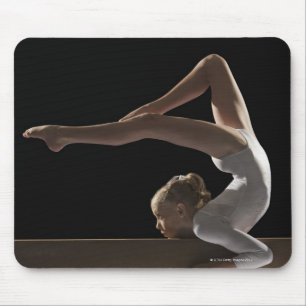 Gymnast on balance beam mouse pad