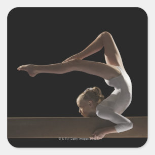 Gymnast on balance beam square sticker