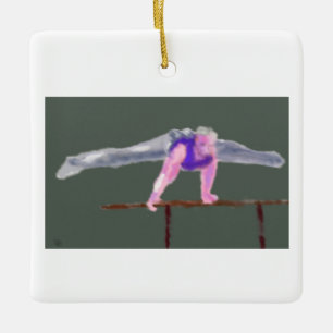 Gymnast on Bar Art Ceramic Ornament