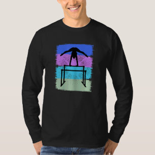 Gymnast On Bars Gymnastics Retro Sunset Style Colo T-Shirt