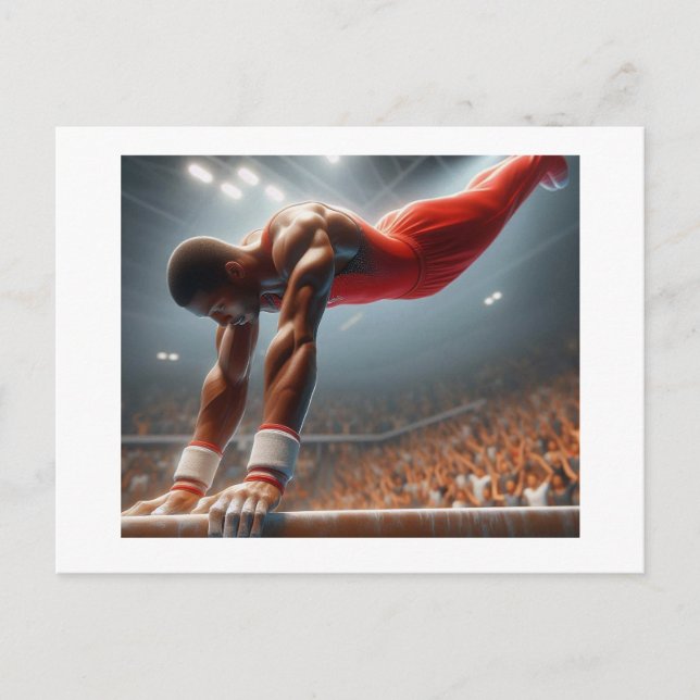Gymnast on Parallel Bars,  Postcard (Front)