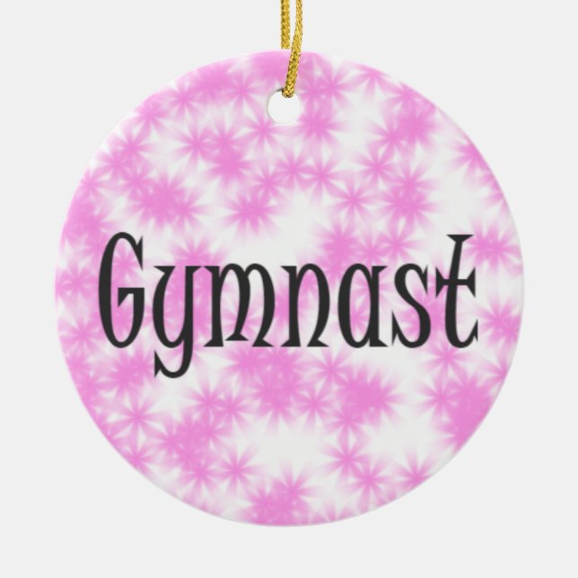 Gymnast Pink and White Ceramic Ornament (Front)