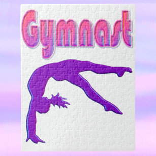 Gymnast Power Tumbling Purple Metallic Jigsaw Puzzle