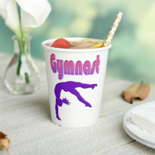 Gymnast Power Tumbling Purple Metallic Paper Cups
