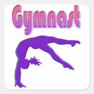 Gymnast Power Tumbling Purple Metallic Square Sticker