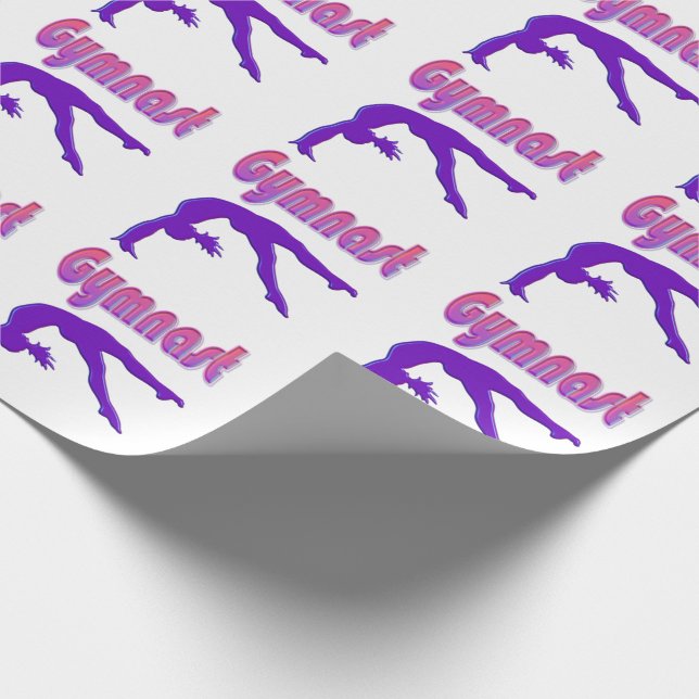 Gymnast Power Tumbling Purple Metallic Wrapping Paper (Corner)