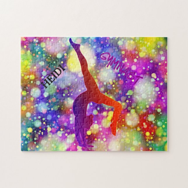 Gymnast puzzle with personalized name. (Horizontal)