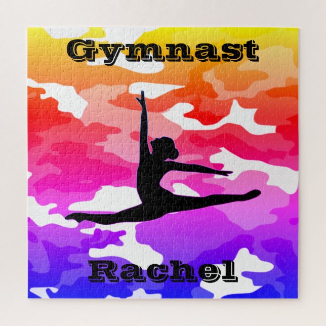 Gymnast Rainbow Camouflage Jigsaw Puzzle (Vertical)