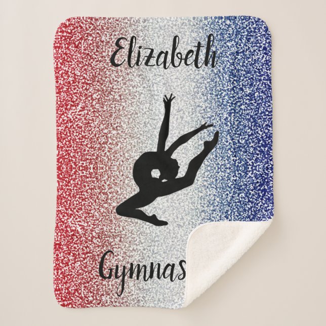 Gymnast Red, White & Blue Sherpa Blanket (Front)