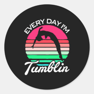 Gymnast Retro Vintage Tumblin Classic Round Sticker