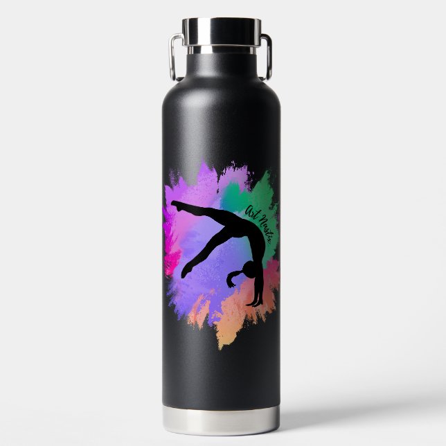 Gymnast Silhouette art Water Bottle (Front)