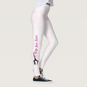 gymnast silhouette on light pink texture leggings
