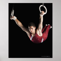 Gymnast swinging from rings