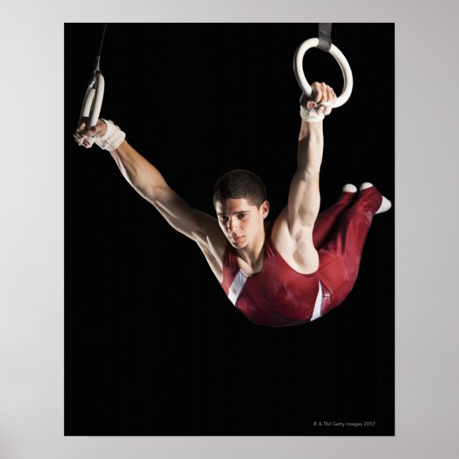 Gymnast swinging from rings poster (Front)
