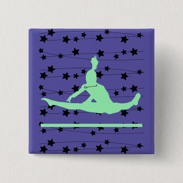 Gymnast Swirling Stars 15 Cm Square Badge (Front)