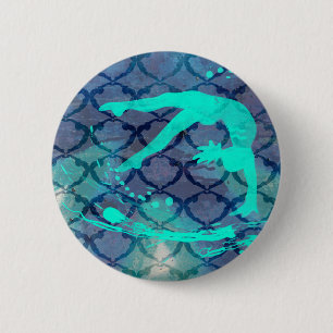 Gymnast Tribal Pattern Blue 6 Cm Round Badge