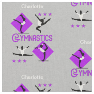 Gymnastic Athletes Purple Pink Personalised Fabric
