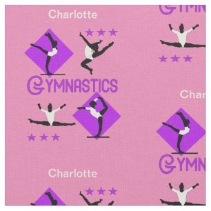 Gymnastic Athletes Purple Pink Personalised Fabric