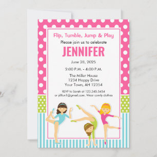 Gymnastic Birthday Invitation girls party