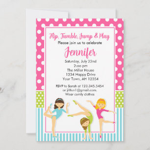 Gymnastic Birthday Invitation girls party