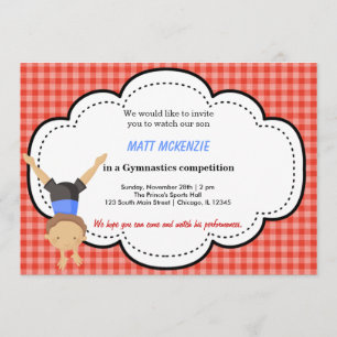 Gymnastic Boy Competition (Red) Invitation