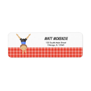 Gymnastic Boy Return Address (Red) Label