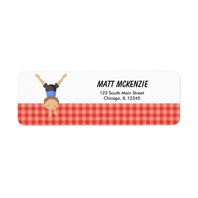 Gymnastic Boy Return Address (Red) Label (Front)