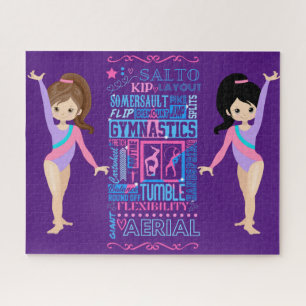 Gymnastic Girls Skill Words of Gymnastics Jigsaw Puzzle