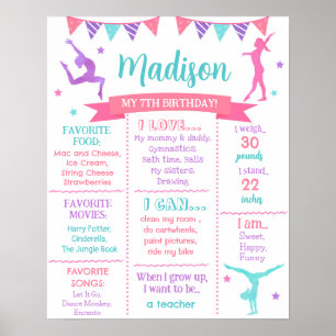 Gymnastic Gymnast Birthday Milestone Board Sign