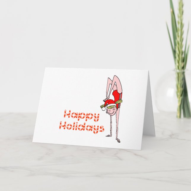 Gymnastic Happy Holidays Holiday Card (Front)