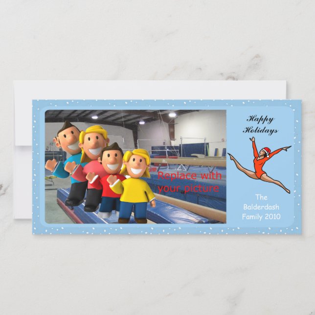 Gymnastic Holiday Photo Card Leap Santa (Front)
